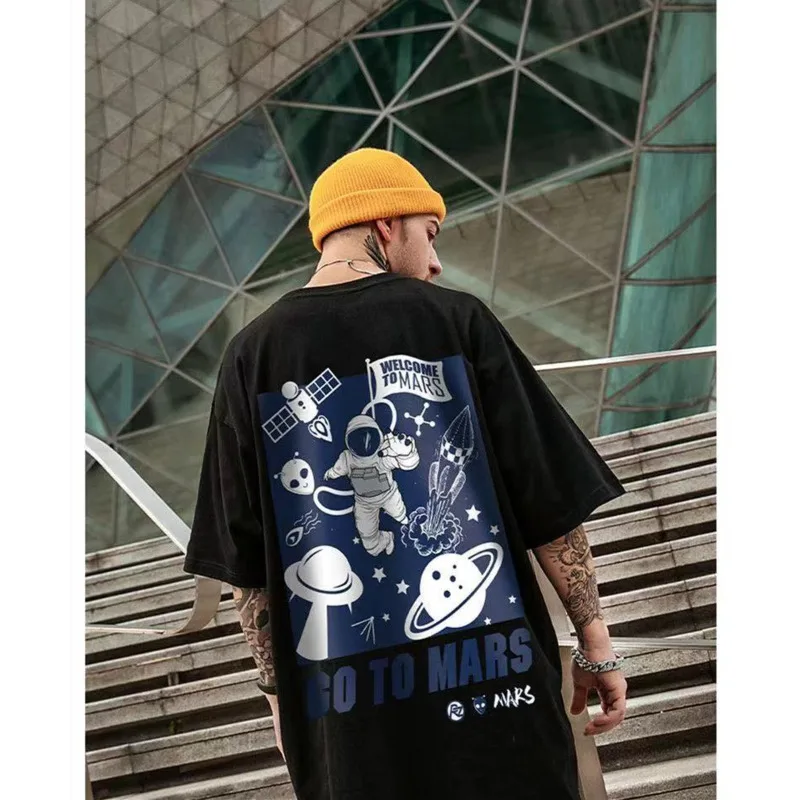 

Summer New Casual Loose T-shirt Short Sleeved Men's Fashion Loose Printing Large 8XL Hip Hop Couple Wear Half Sleeve Cotton Top