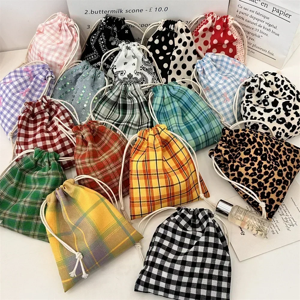 Small Coin Purse Key Earphone Data Cable Drawstring Storage Cloth Bag Jewelry Lipstick Cosmetic Tote Rope Pouch String Mini Bags