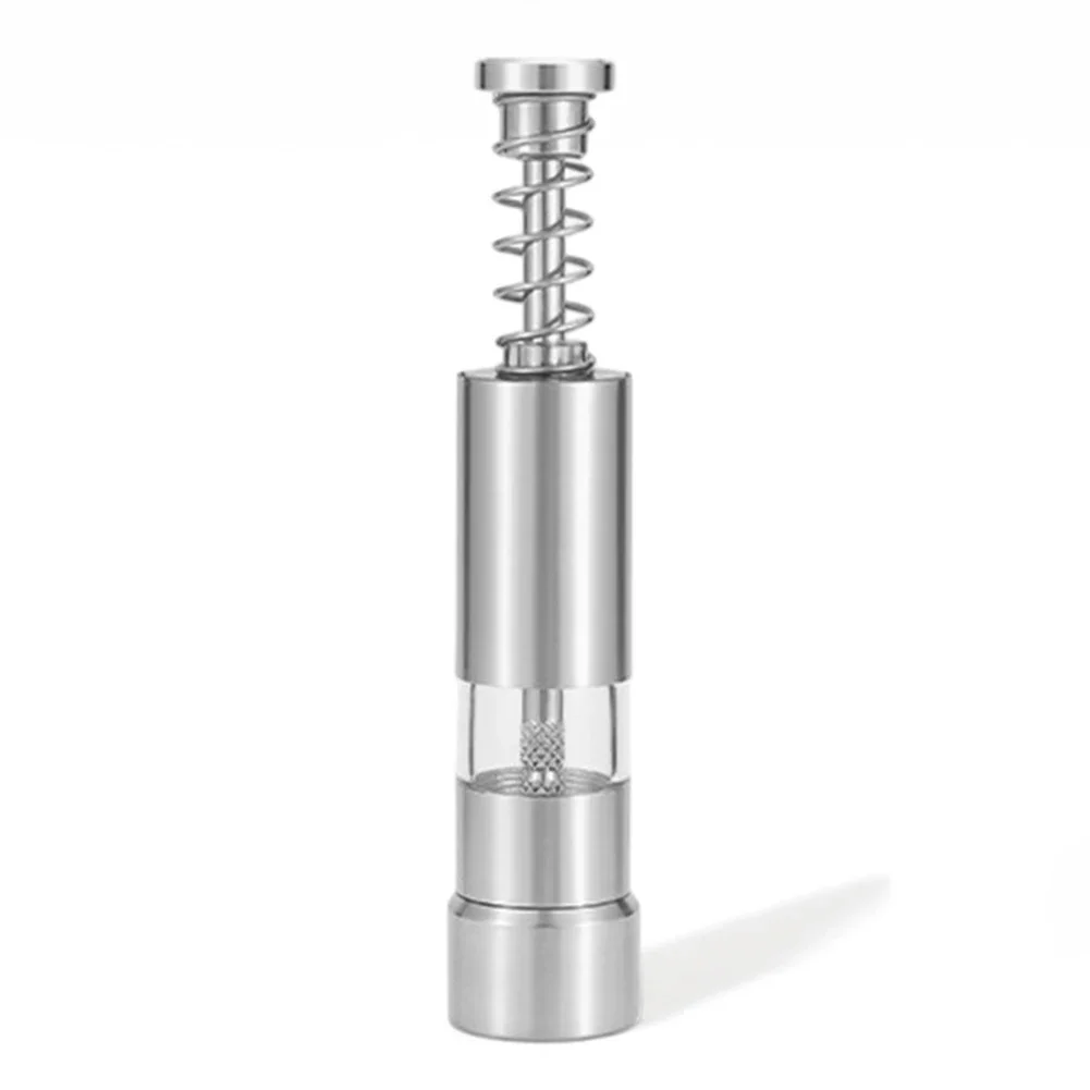 Single Hand Mini Salt Pepper Grinder Manual Thumb Push Pepper Spices Grinder Transparent Built-in Spring for Home Camping BBQ salt and pepper grinder pepper grinder