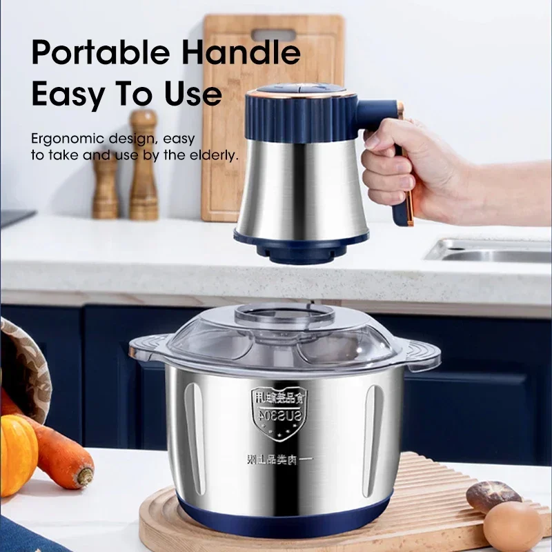 Electric Meat Grinder 304 Stainless Food Crusher Multifunction Vegetable Fruit Pepper Garlic Chopper Mincer Baby Food Processor 6