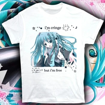 Fashion Japanese Anime Pattern Cute Casual T-shirt Hip-hop Harajuku Star Street Wear Graphic Harajuku Sleeve Aesthetic Clothes 1