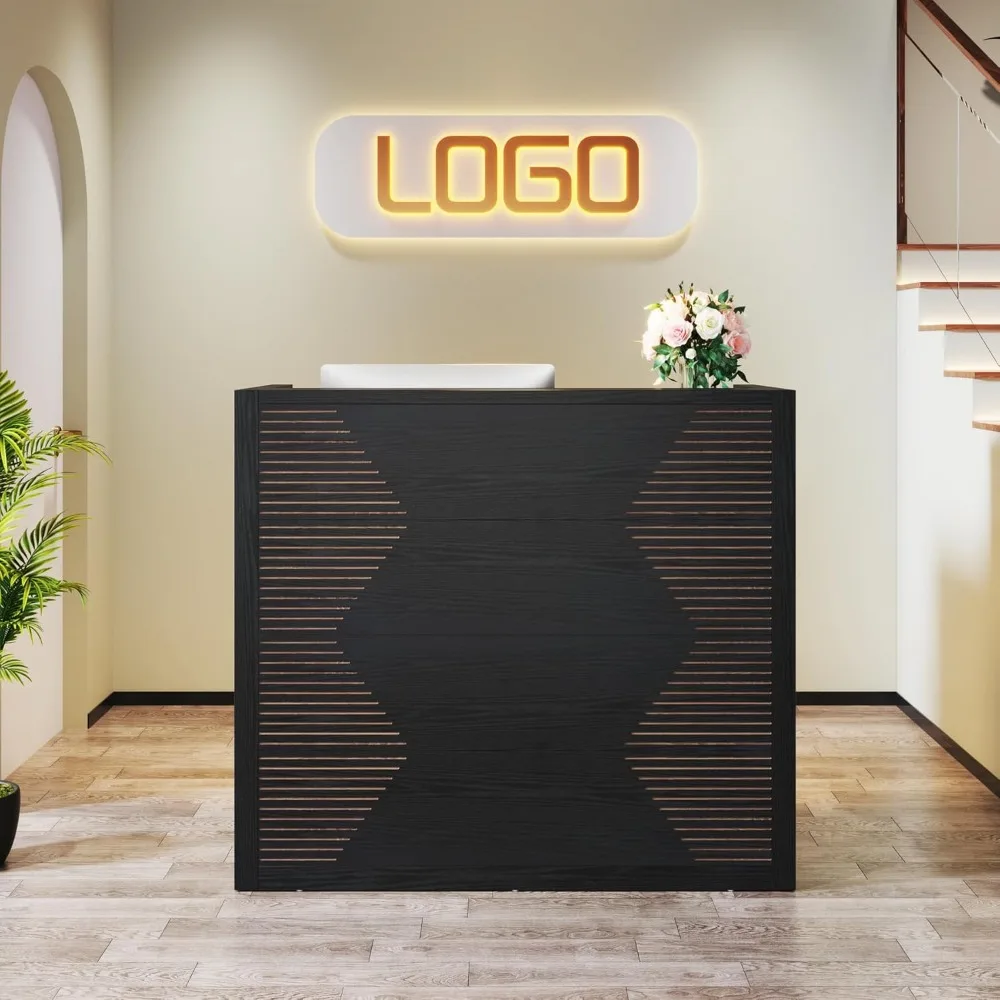 Front Desk Counter, 47 Inch Small Retail Counter Checkout, Lobby,  Small Office, Reception Area (47.2" W x 19.7" D x 43.3" H) 3