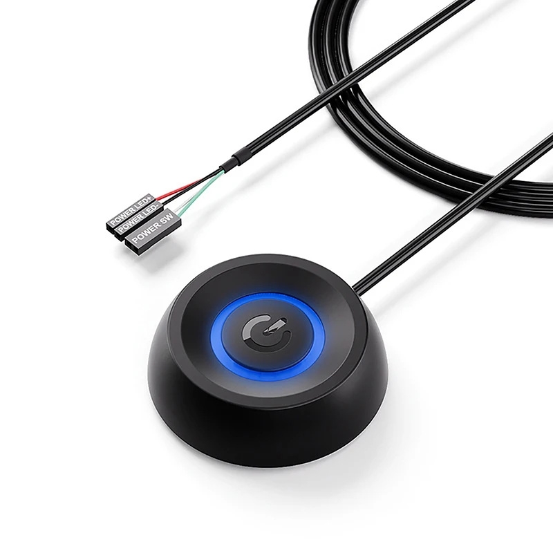 Desktop Computer Switch Push Button PC Motherboard External Start Power Button Extension Cable Computer Round Startup Switch