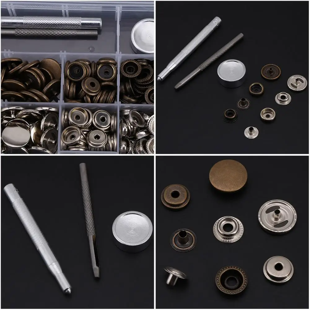 50 Sets Press Stud Snap Buttons with Setting Tool for Leather Craft-17mm Popper Fasteners