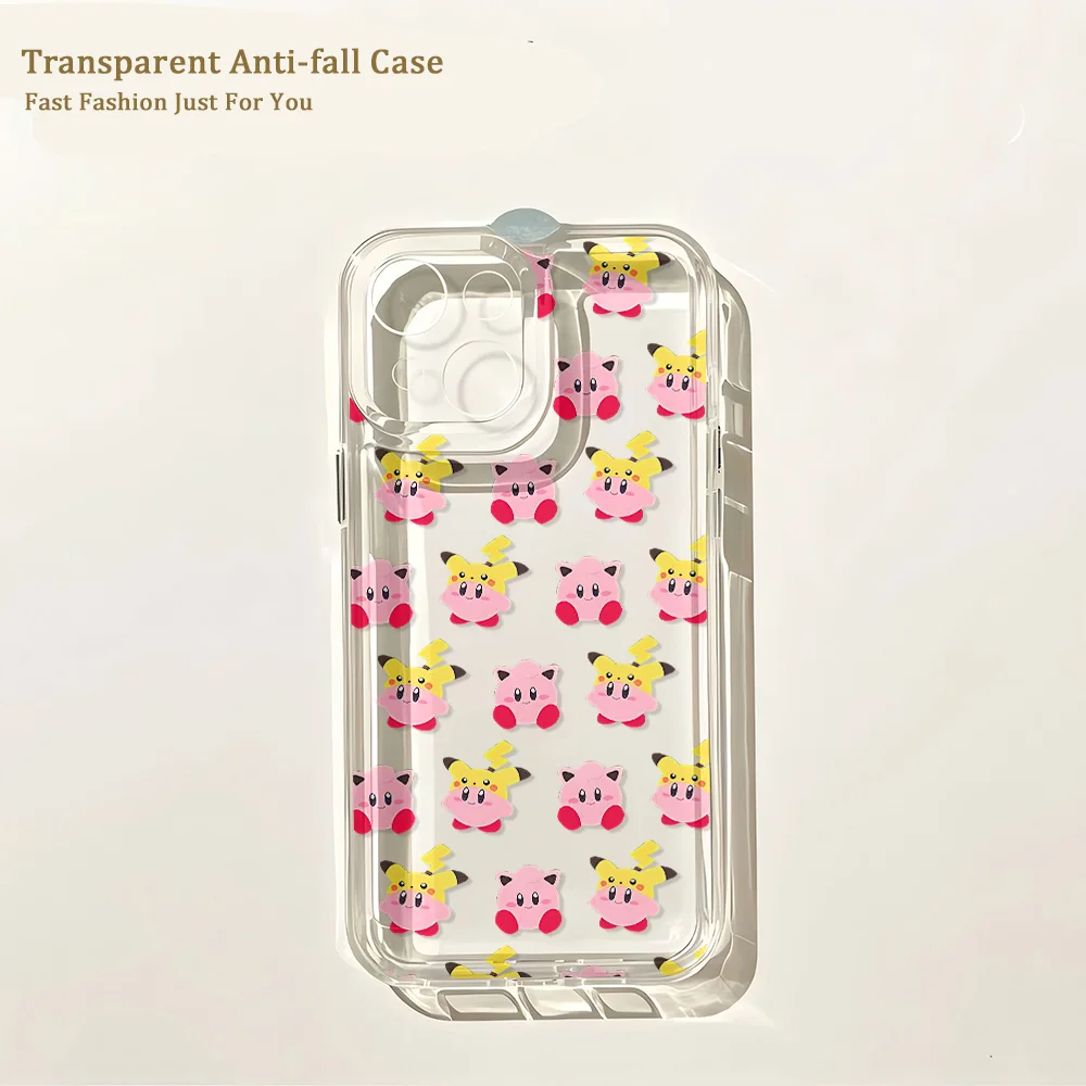 Charming Pink Kirby Transparent Phone Case - Adorable and Stylish Protective Back Cover