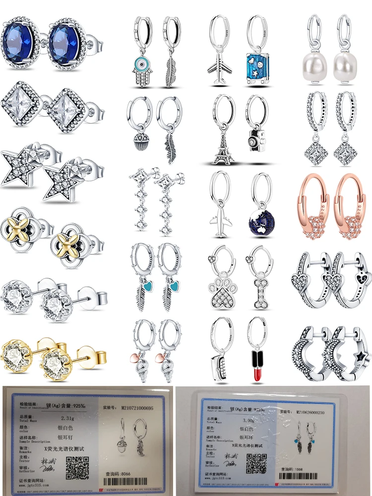 2022 Charm Double Hoop Earrings 925 Silver Fit Original Brand Charms Diy Fine Jewelry Gift For Women Fine Earring Making Gift