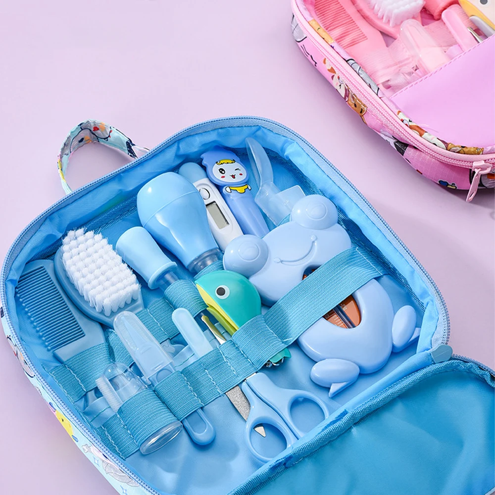 

13Pcs/set Newborn Baby Care Kit Kid Toiletries Baby Kids Nail Hair Health Care Thermometer Grooming Brush Kit Clipper Scissor