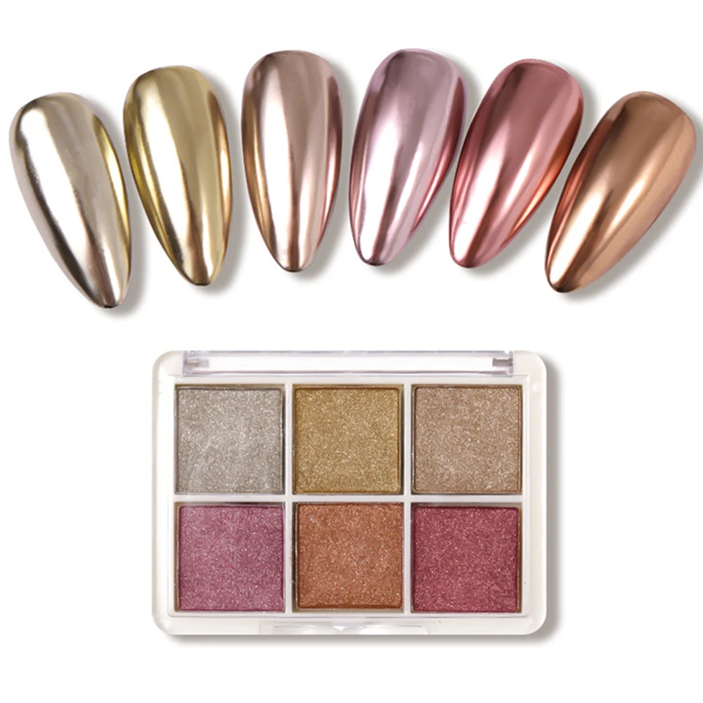 6 Griglie Holographics Laser Aurora Solid Mirror Nail Glitter Powder Nails Gel Uv Polish Pigment Nail Art Decorazioni Accessori