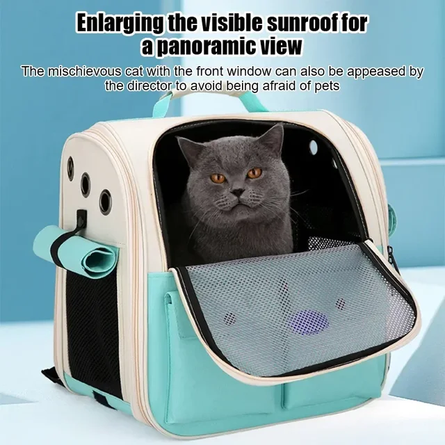 Adjustable Strap Pet Carrying Bag Foldable Cat Backpack for Outdoor Travel Ventilation Large Capacity Cat Carrier Backpack 6