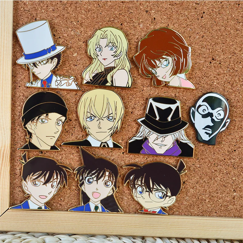 Anime Detective Conan Enamel Pins Kaitou Kiddo Metal Badges