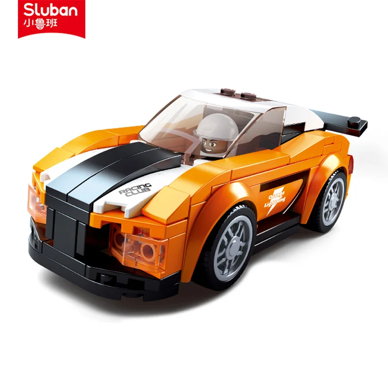 

Конструктор Sluban, игрушки, модели, кирпичи, автомобильный клуб B0633B, гоночные автомобили Bobcat, оранжевые цвета, 140 шт., совместимы с ведущими брендами