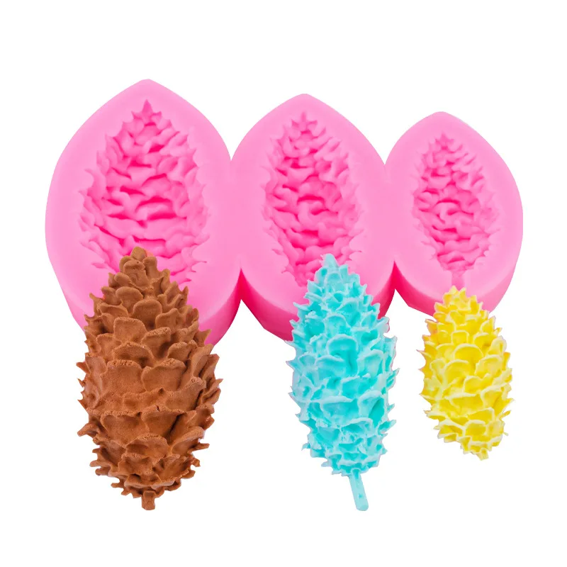 

3 Cavity Pine Cones Shape Silicone Mold DIY Pinecone Jelly Mousse Cake Decor Chocolate Baking Tool Handmade Soap Clay Resin Mold