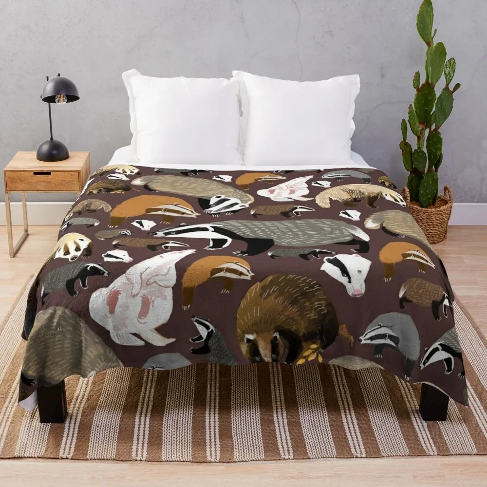 

European Badger Throw Blanket Furry Nap Blankets