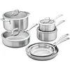 ZWILLING Spirit 3-ply 10-pc Stainless Steel Pots and Pans Set, Dutch Oven, Fry Pan,Silver 1