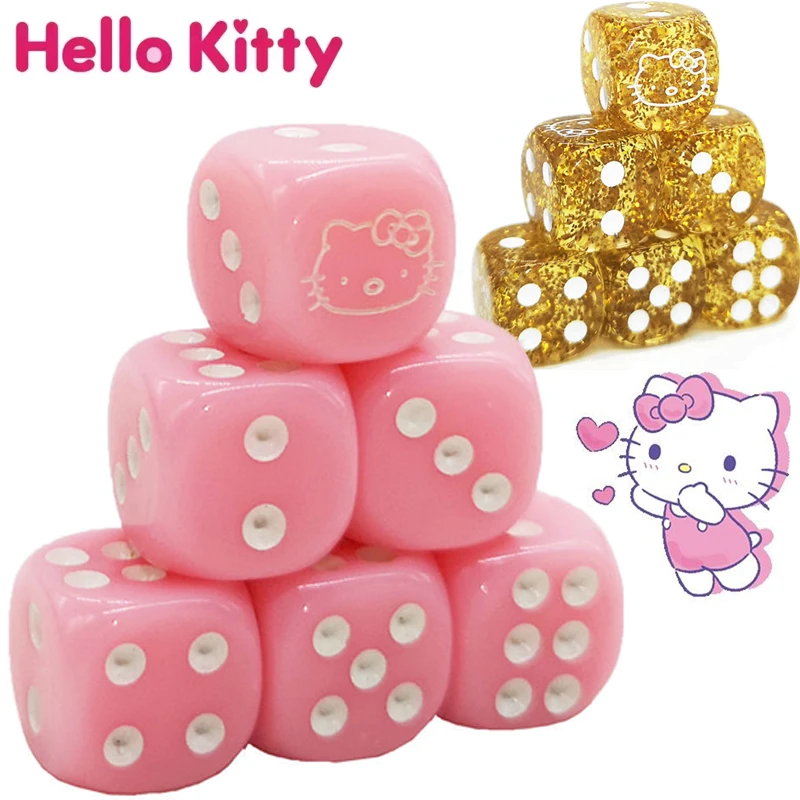 Hello Kitty Dice Creative Cute 14mm Portable Game Props Bar Cabaret