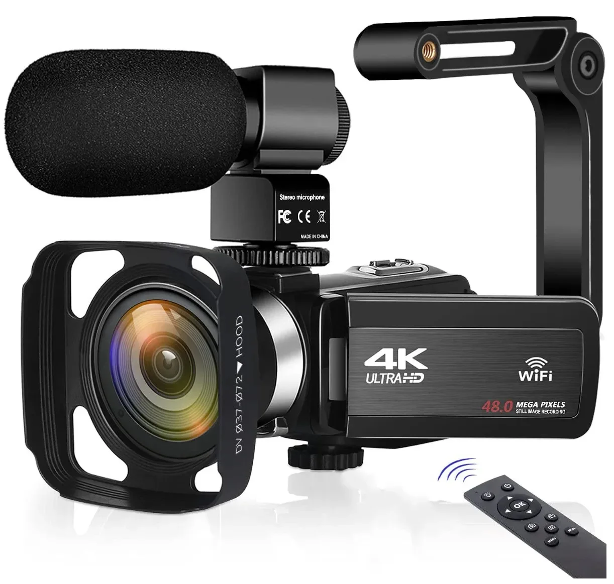 Câmera de vídeo digital ultra hd, 4k, 30mp, wi-fi, filmadora dv, rotação de 270 graus, tela sensível ao toque, zoom digital 16x