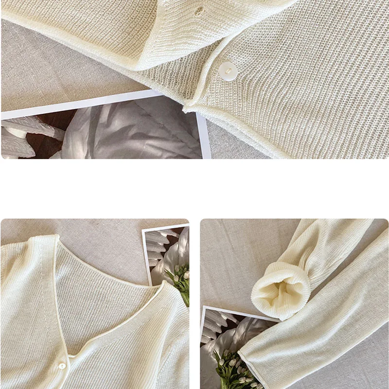 Women Clothing Sunscreen Knitted Sweater Women Cardigans New Long Sleeve V-Neck Knit Sweater Cardigan Women Tops Sweaters Q3594 6