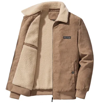 Retro Man Lapel Single Breasted Warm Outerwear New Autumn Winter Men's Plush Cotton Work Clothes 2026 Mens Casual Pocket Jackets