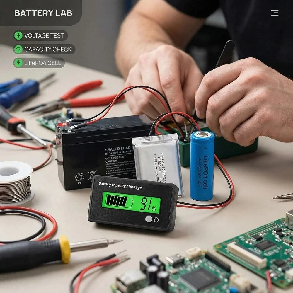 Indicateur de capacité batterie 6V-72V plomb/lithium pour outils modélisme