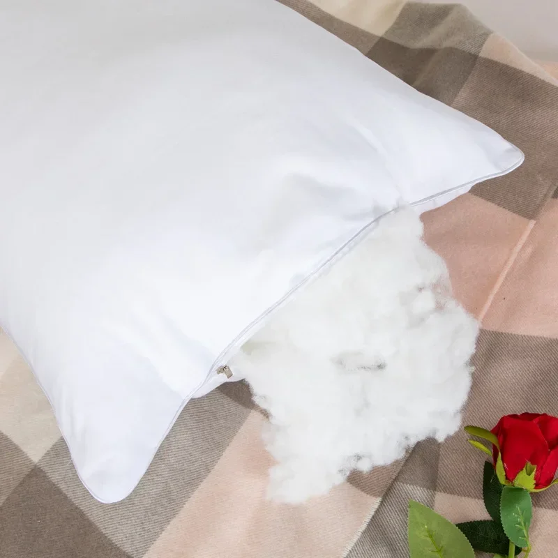 Almohada Cervical de algodón 100% para cama de dormitorio, funda de edredón gruesa esmerilada con núcleo medio-alto, color blanco, para dormir
