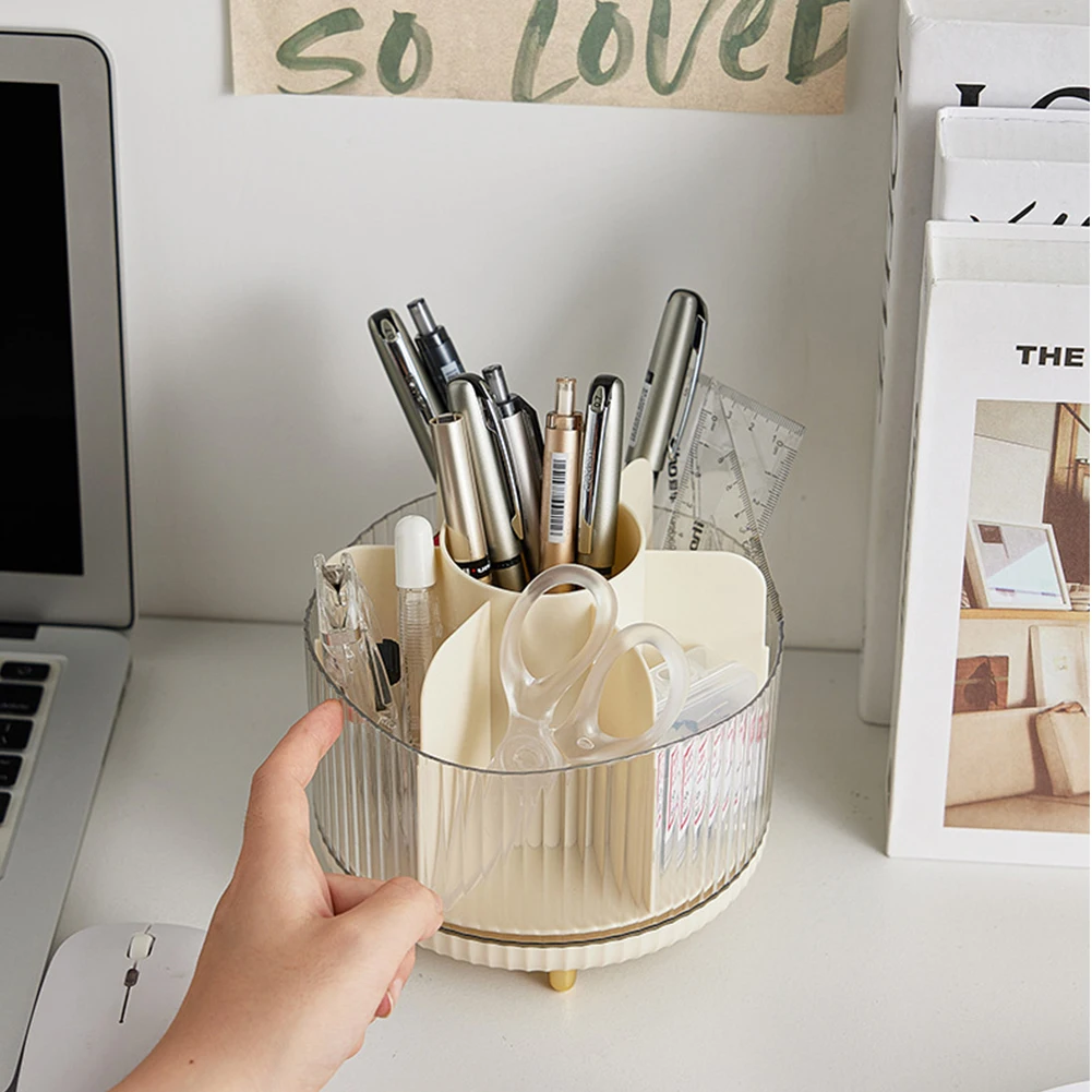 360° Rotation Makeup Brush Holder Desktop Makeup Organizer Lipstick Eyebrow Pencil Holder Jewelry Container Cosmetic Storage Box 4