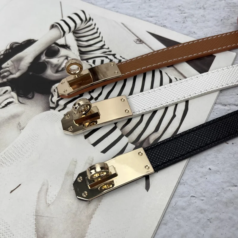 Fashion belt metal belt leather belt clothing accessory waist buckle Fashion Adjustable Thin Belt Luxury Black PU Leather Female Designer Girdle Korean Corset Metal Buckle Belts For Women White