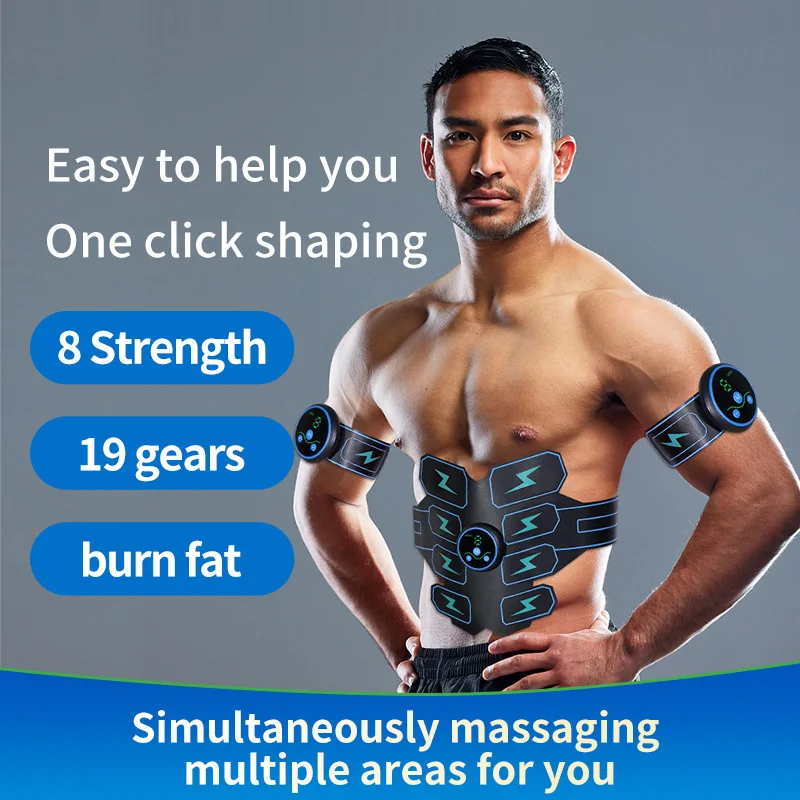 ABS Toning Belt Muscle Training EMS Trainer Muscle Stimulator USB Rechargeable Home Gym Loss Weight Workout Machine Men Women
