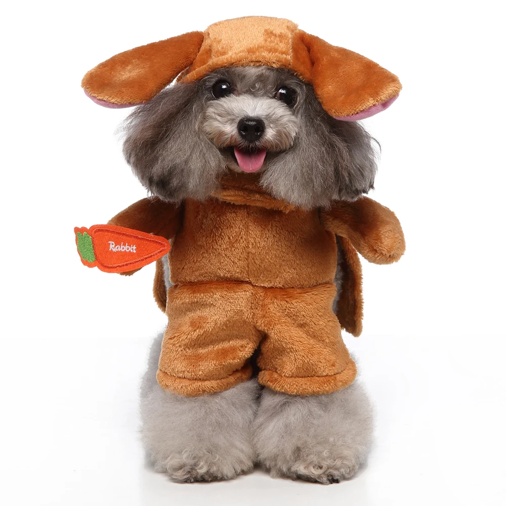 Halloween Brown Rabbit Shape Clothes Set for Small Medium Dogs Pet Puppy Garment Cosplay Costumes Funny Party Dress Accessories