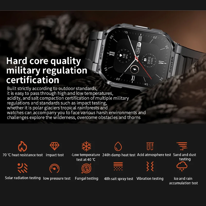 Reloj Inteligente de Grado Militar 2026, 1.83 Pulgadas, Llamadas Bluetooth, Monitor de Frecuencia Cardíaca, Monitoreo de Salud, IP68, GPS, Seguimiento de Trayectoria