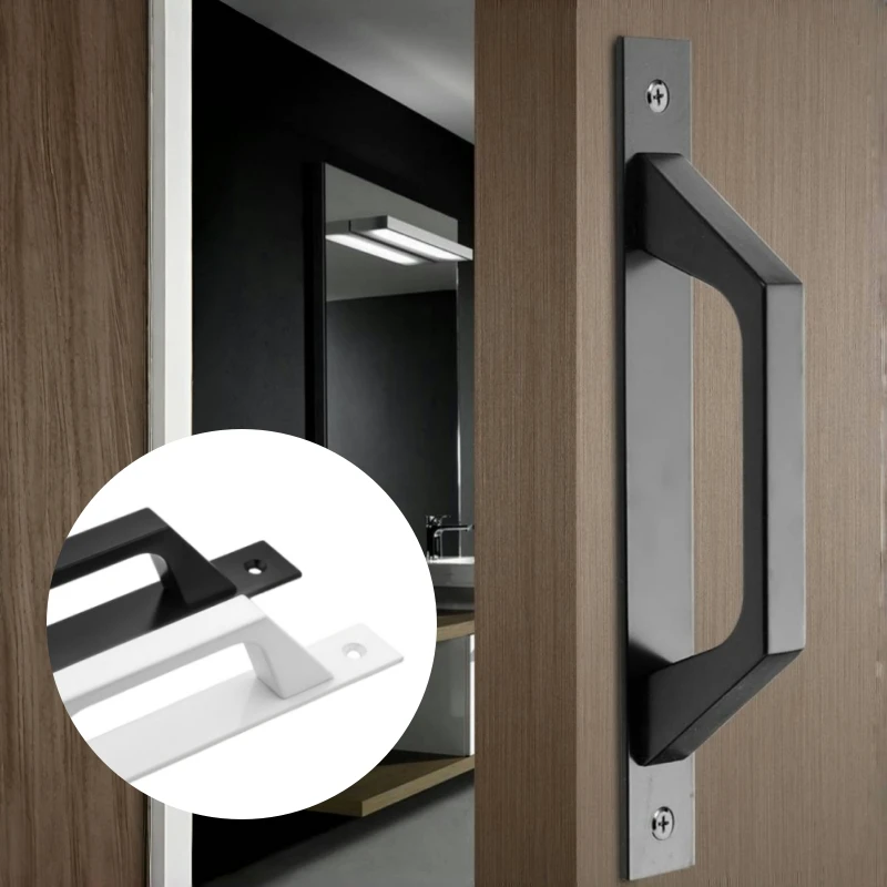 1pc Barn Door Pull Handle,Heavy Duty Black Iron Sliding Push Pull,Gate Shed Garage Cabinet Door Handle, Alloy Furniture Hardware
