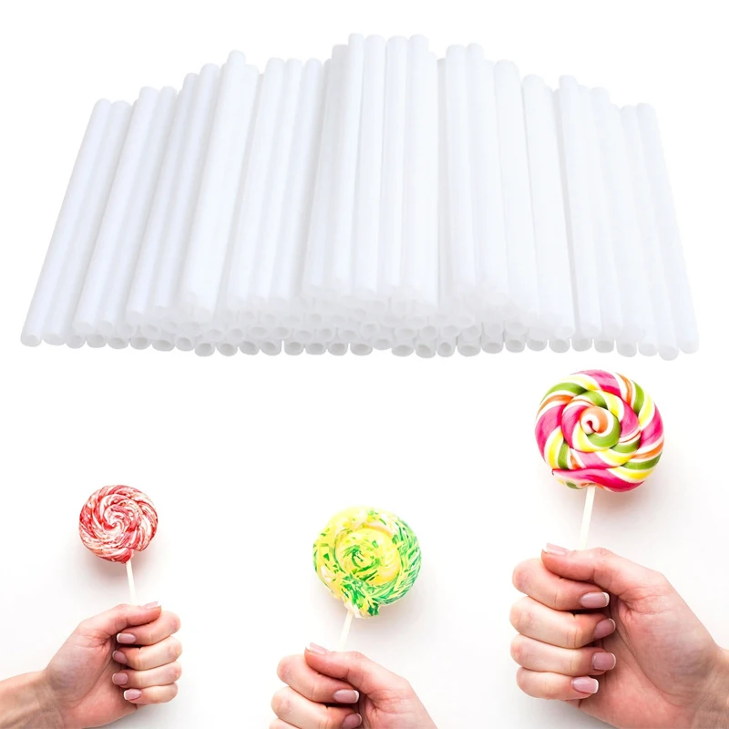100Pcs DIY Candy Sticks Lollipop Sticks Chocolate Stick Great Dessert Bakeware Candy Bar Support DIY Desert Supplies Kids Favour
