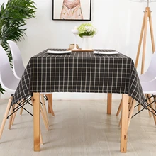 

Cotton Tablecloths, Waterproof Table Covers Plaid Pattern Brown Black White Dining Table Coffee Table Deco