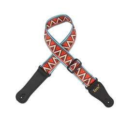 Ethnic Style Adjustable Embroidered Guitar Strap - Premium Polyester and Pure Cotton (Triangular stripes)