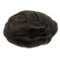 0.08mm d'épaisseur PU Poly Base Double noué toupet cheveux humains durée Durable longue durée de vie prothèse capillaire pour hommes 6