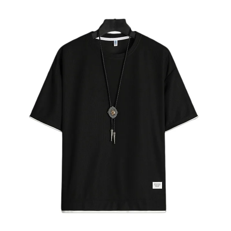 Loose Men's ort Sve T-irt Summer Faion Brand f Sve Base irt Youth ular Pure Color round Ne Cotton Wool ...