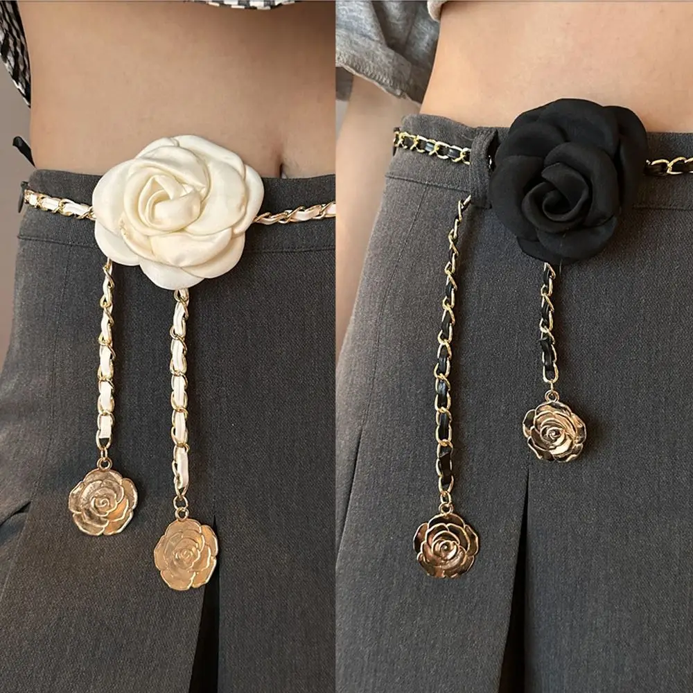 

Waist Decoration Camellia Waist Chain Fashion Luxury Design Woman Flower Chain Belt Dress Belt Chain