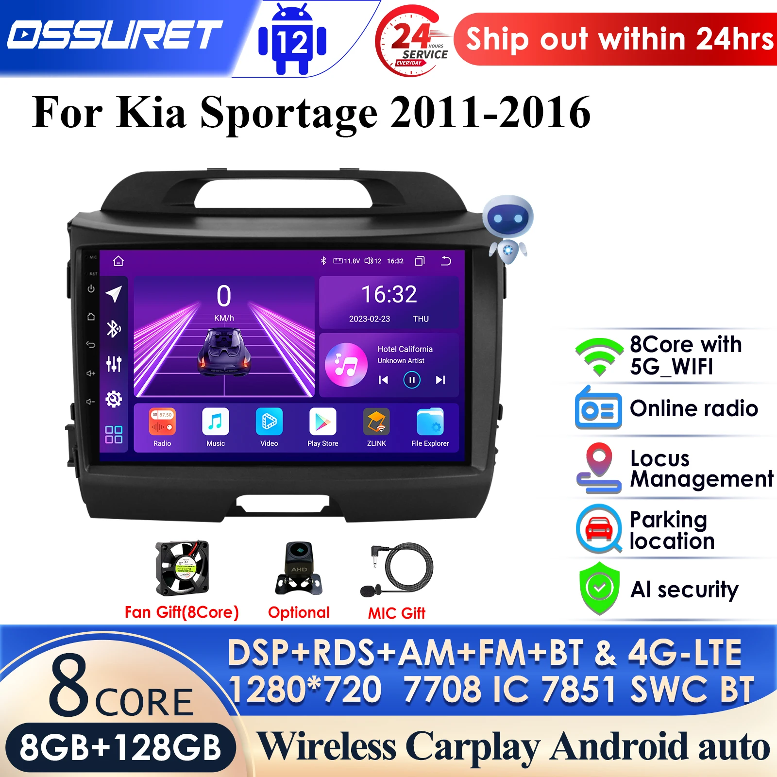 Per Kia Sportage 2010 2011 2012 2013 2014 2015 2016 2Din Car Android Radio Multimedia Player 2 Din Autoradio Video Gps Navi Wifi