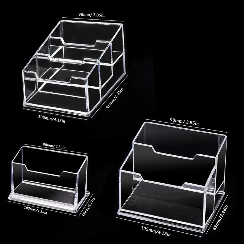 1개 투명 책상 선반 박스 보관 디스플레이 스탠드 아크릴 플라스틱 투명 데스크탑 명함 홀더 카드 홀더