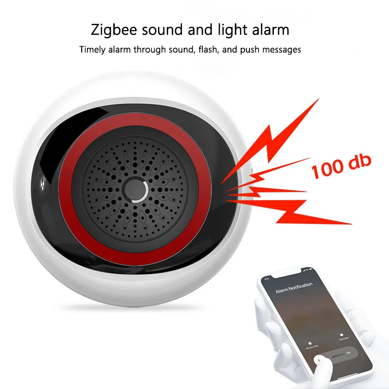

Tuya USB/Battery Powered Zigbee Wireless Audible and Visual Alarm Smart Home Anti-theft Horn Large Decibel Security Monitoring