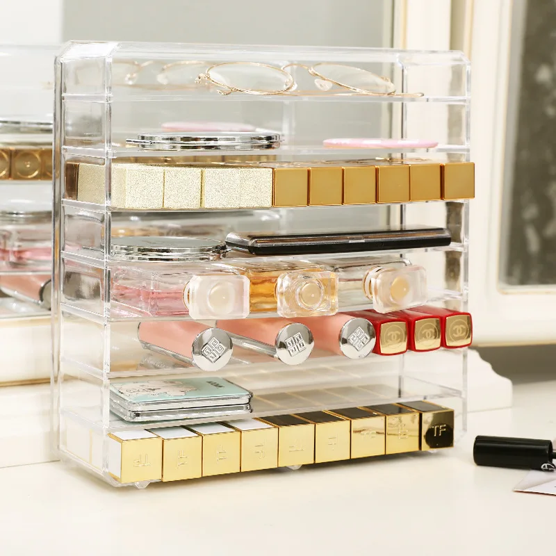 Large Capacity Makeup Organizer: Fits Eyeshadow Palette, Lipsticks, Powders, Blushes and Skincare Products in Clear Acrylic Box 3