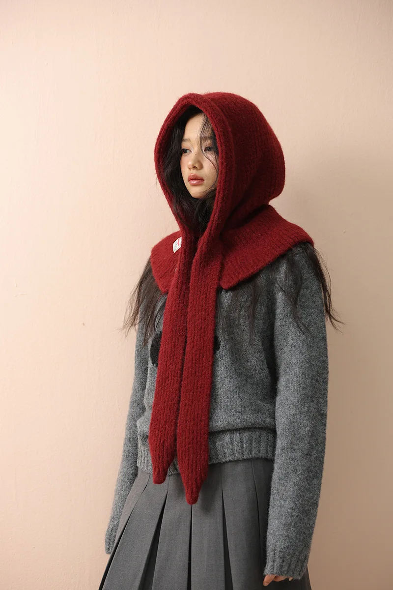 Winter-Sturmhaube für Männer und Frauen, gestrickte Kapuzenkappen, Unisex, warm, für den Außenbereich, Schal, Hüte, einteilig, Halskragen, Schals, Mützen, Mütze – Detail 5