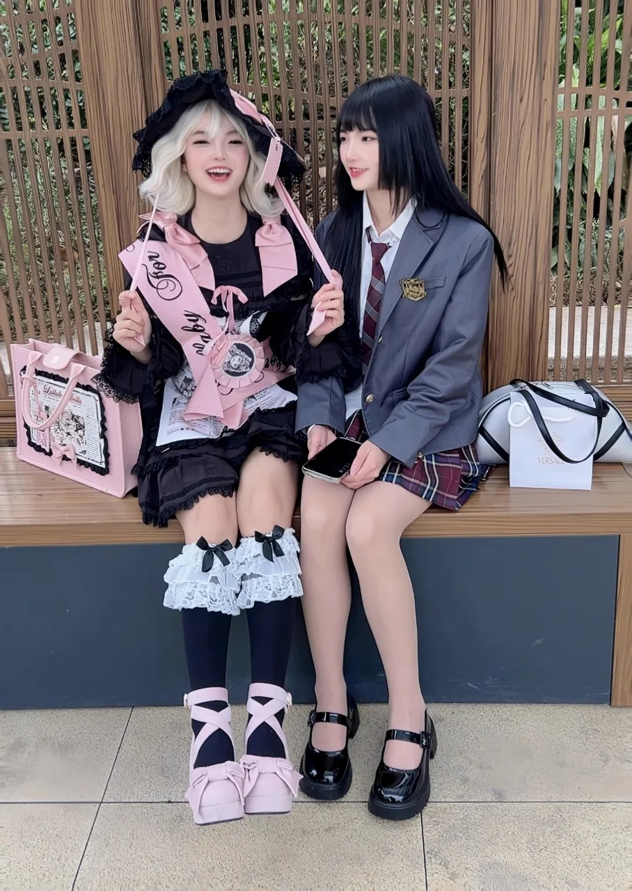 Lolita Spitze JK Strümpfe Sommer Schleife Knoten Gothic japanischen Stil lange Strümpfe Uniform Kniestrümpfe Y2k Mädchen süße Rüschen lange Socken – Detail 2