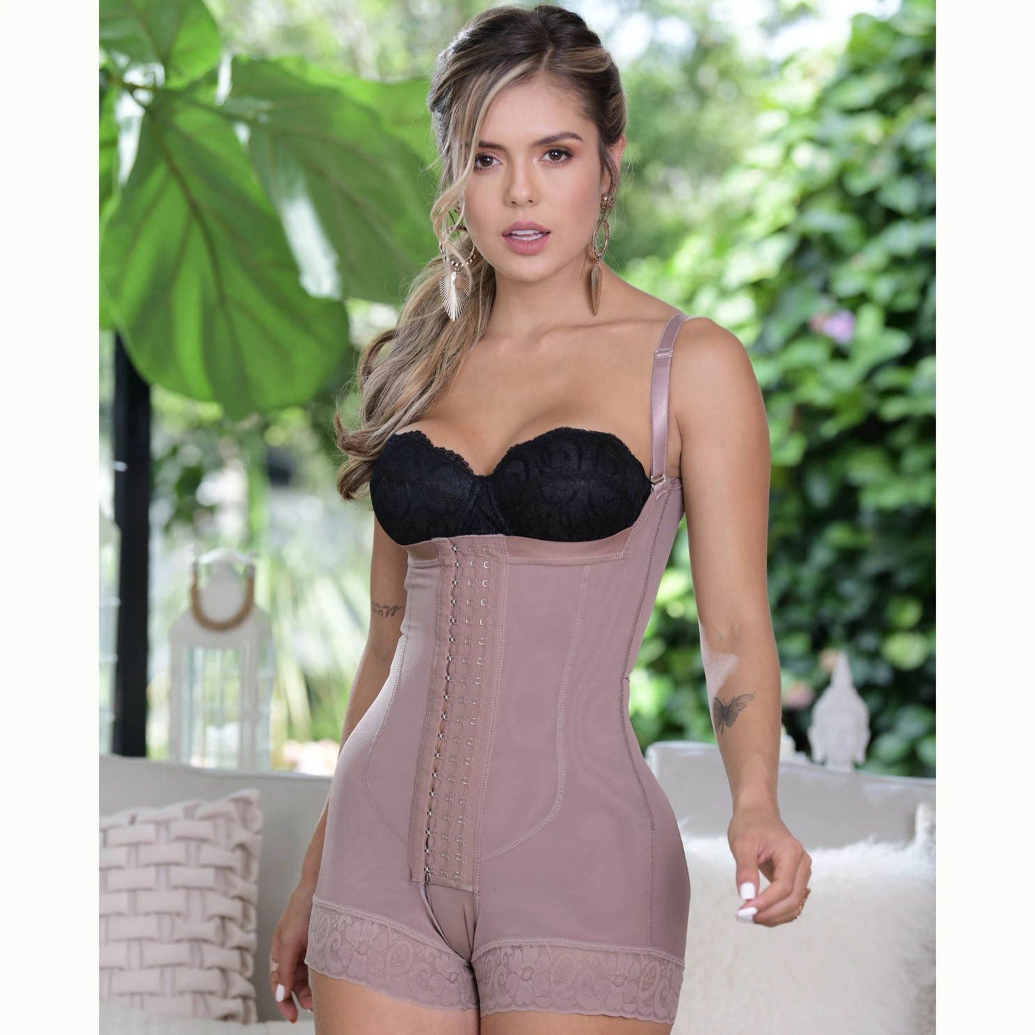 Open Bust Tummy Control Shapewear Eye Hook Bodysuit Women's Corset Slimming Body Shaper Postpartum Fajas
