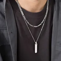 Colliers de présidence empilés à barre verticale pour hommes et garçons, collier JOCollar en ULtorsadée cubaine en acier inoxydable, ensembles de bijoux mn, cadeaux 3