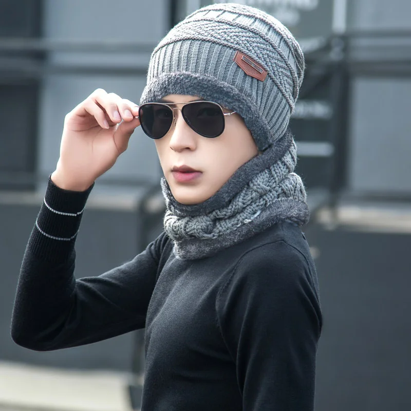 Neck Warmer Knitted Ski Bibs Hat Winter Snow Sport Snowmobile Men Ladies Beanie Skullies Beanies Thicken Plus Velvet Scarf Mask