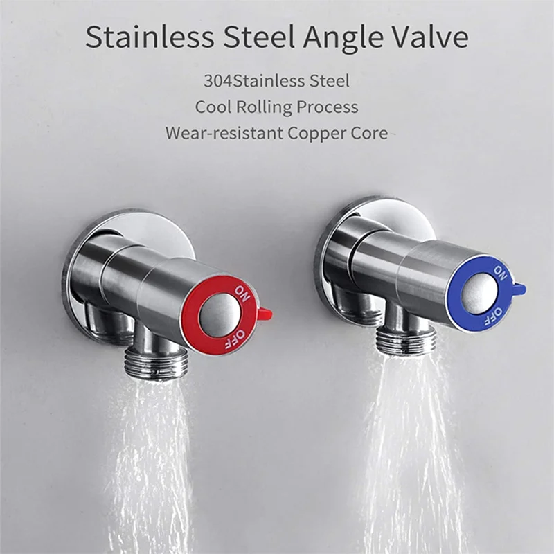 Stainless Steel Hot & Cold Inlet Valve Bathroom Faucet Stop Valve Kitchen Sink Basin Triangle Water Pressure Regulator