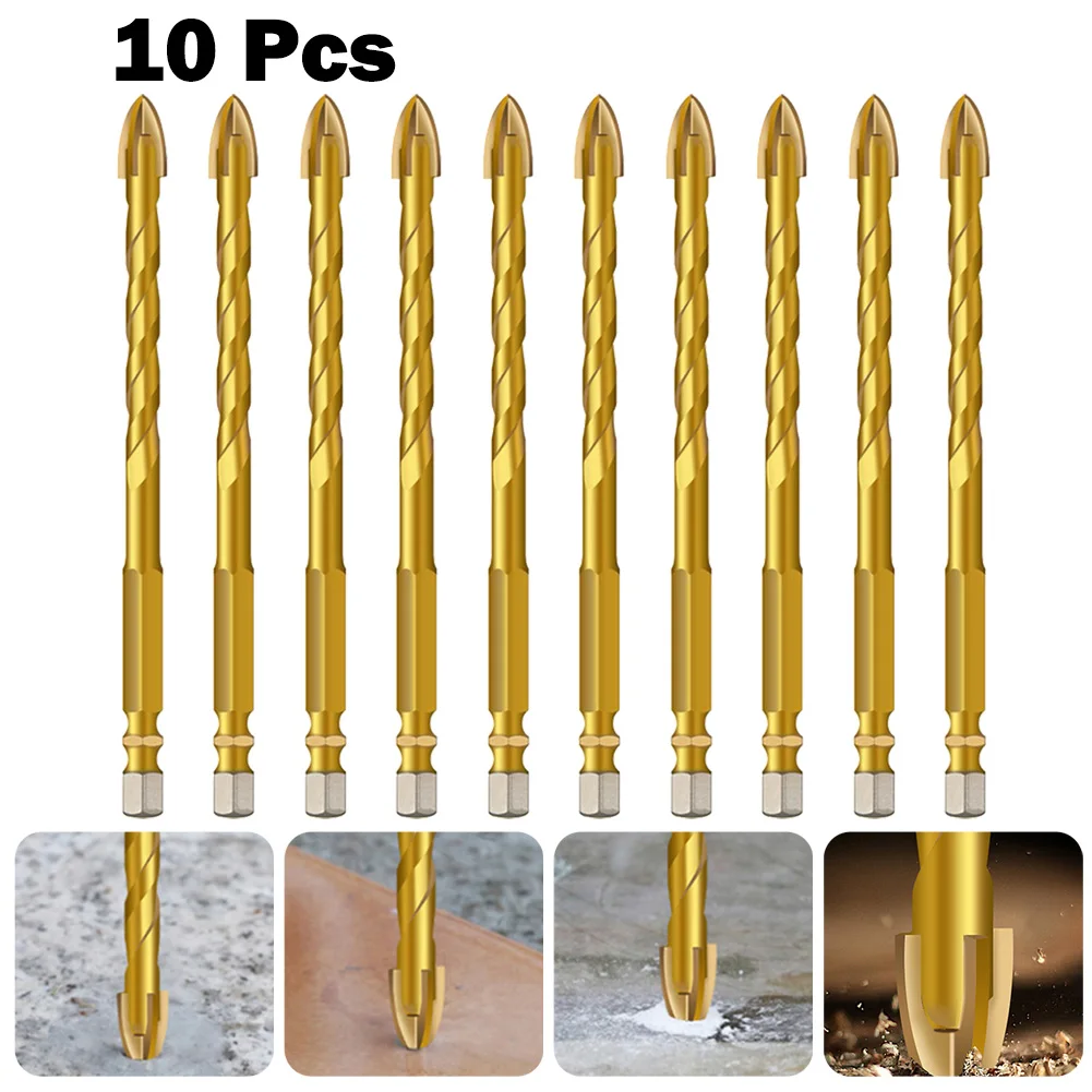 

10PCS 6mmDrill Bit Extended Hexagonal Shank Alloy Tile Drill Bit Triangle Drill Bit For Ceramic Tile Glass Marble Granite