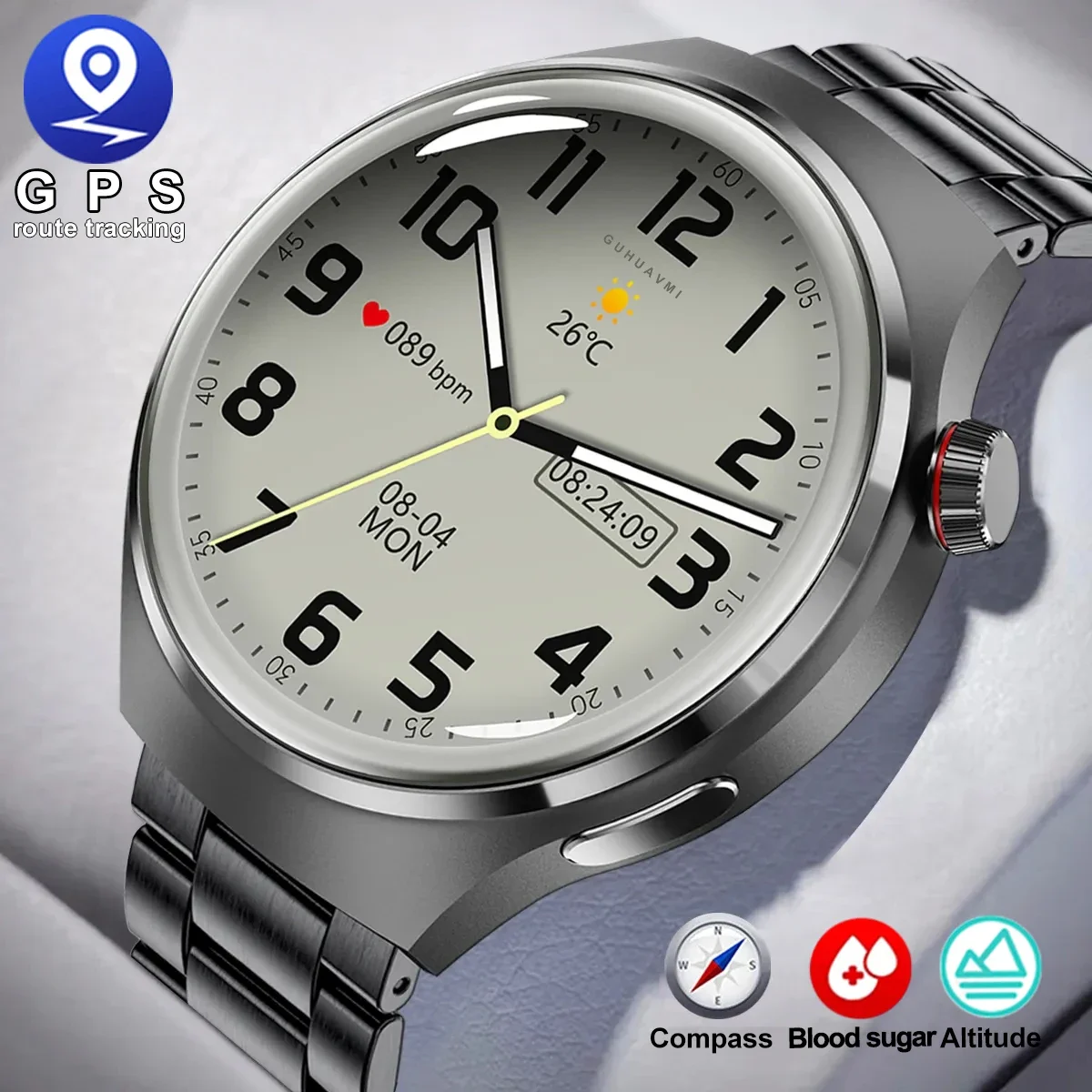 

2023 New NFC Smart Watch Men Compass HD Screen Always Display The Time Bluetooth Call IP68 Waterproof GPS Smartwatch For Huawei