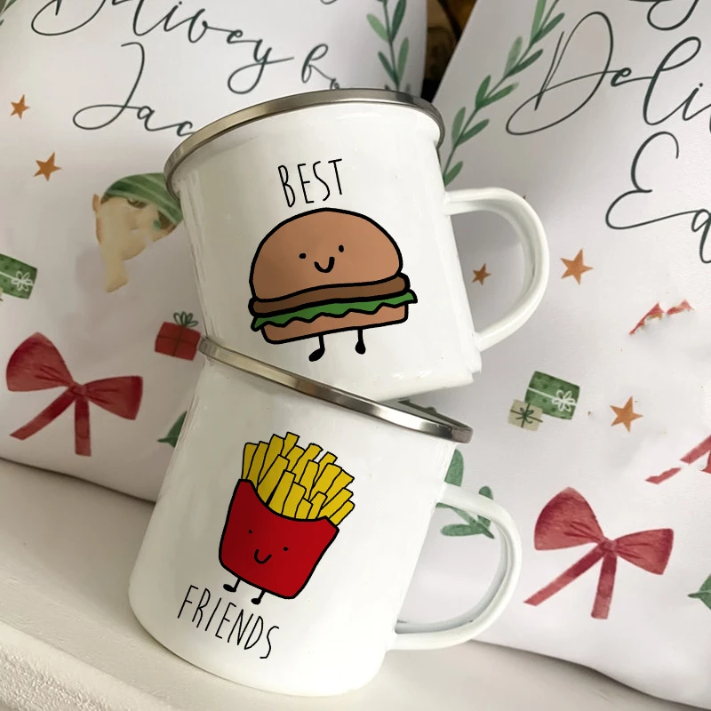 Funny Design Best Friend Print Creative Enamel Coffee Cups Drinks Milk Cup  Cute Mugs Handle Mug Drinkware Best Gifts For Friends - Mugs - AliExpress
