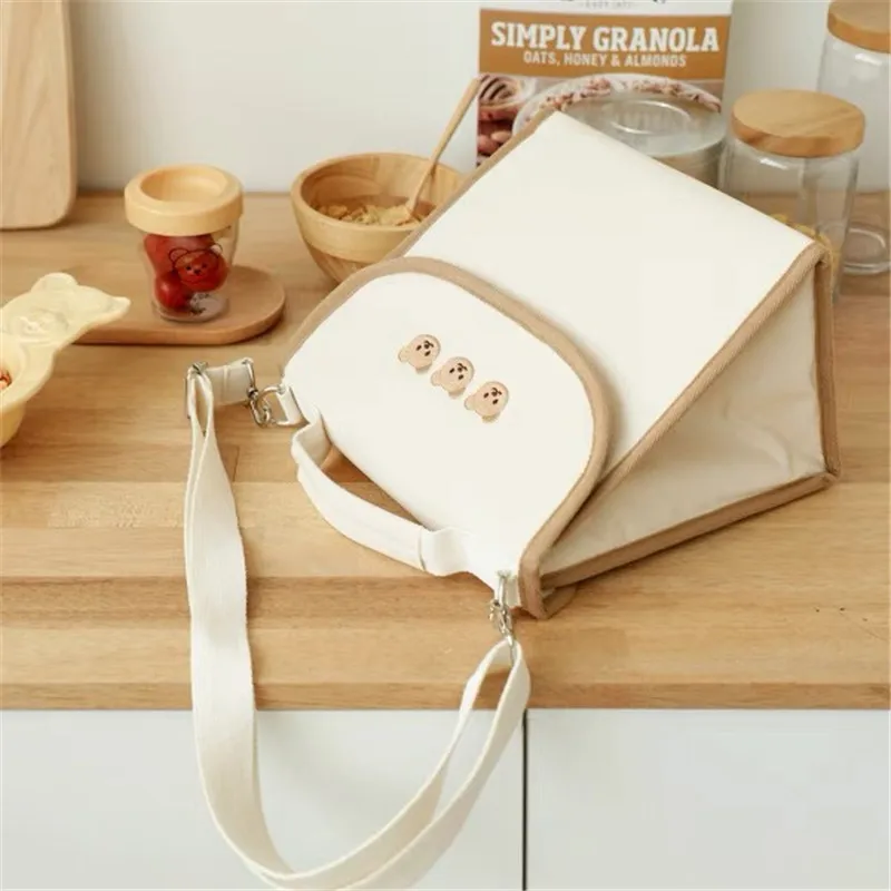 Personalized Embroidery Bear Multi functional Insulation Cold Mom Bag Portable Canvas Outgoing Mom Bag Fashion